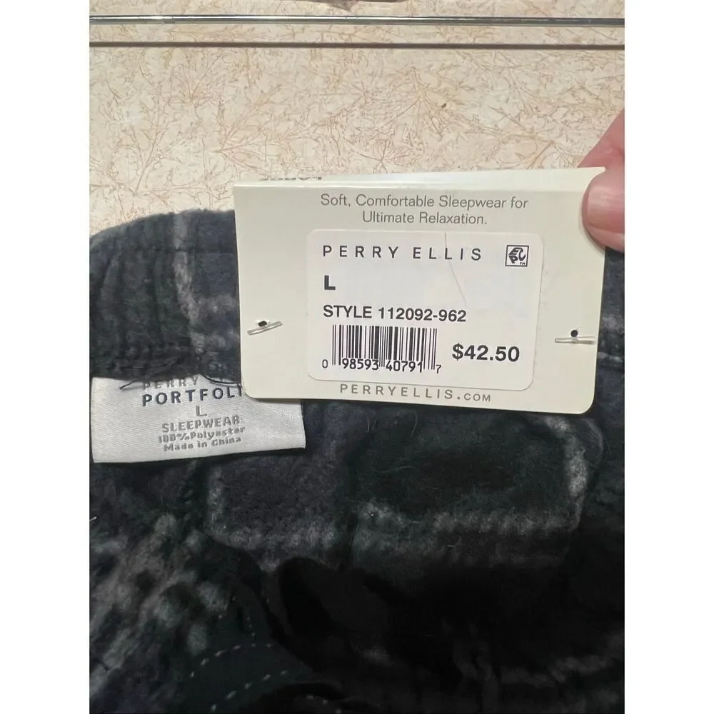 Perry Ellis Men’s Plaid Soft Pajama Pants Sz L NWT